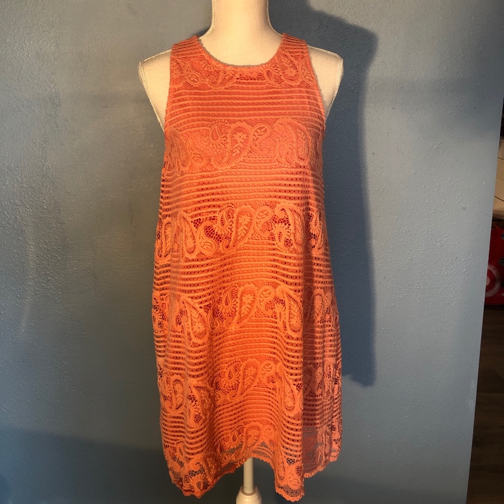 PEACH SLEEVELESS ALYA LINED DRESS SMALL